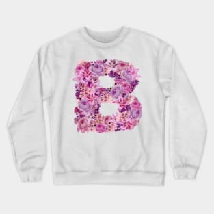 Pink Floral Letter B Crewneck Sweatshirt